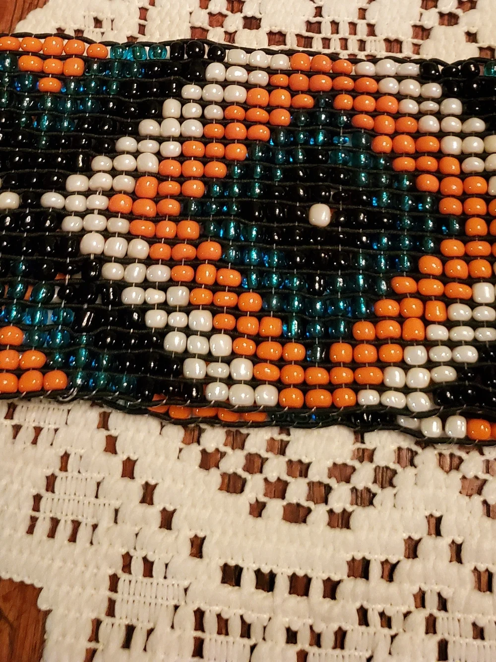 Beaded Stretch Waist Belt with Brown Leather
